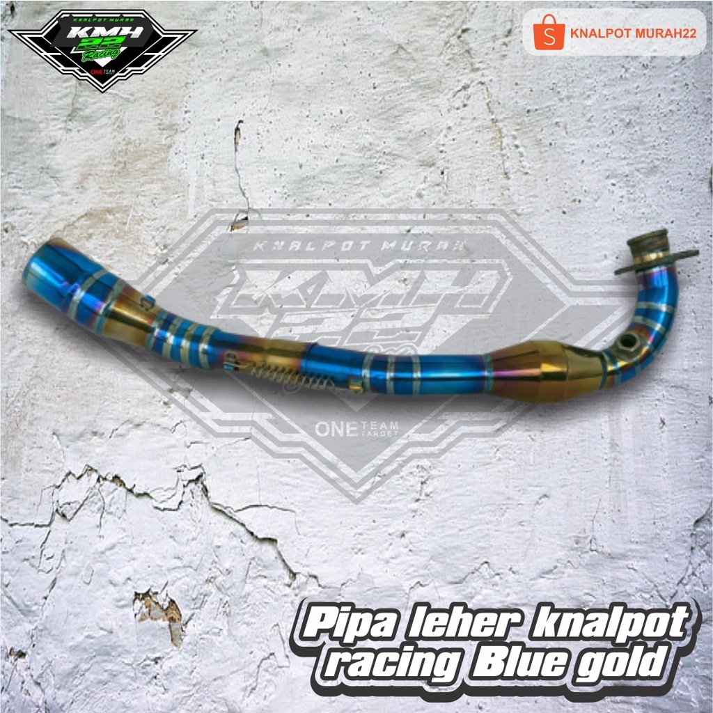 Pipa leher knalpot racing ALL NEW PCX 160 Blue gold stainless