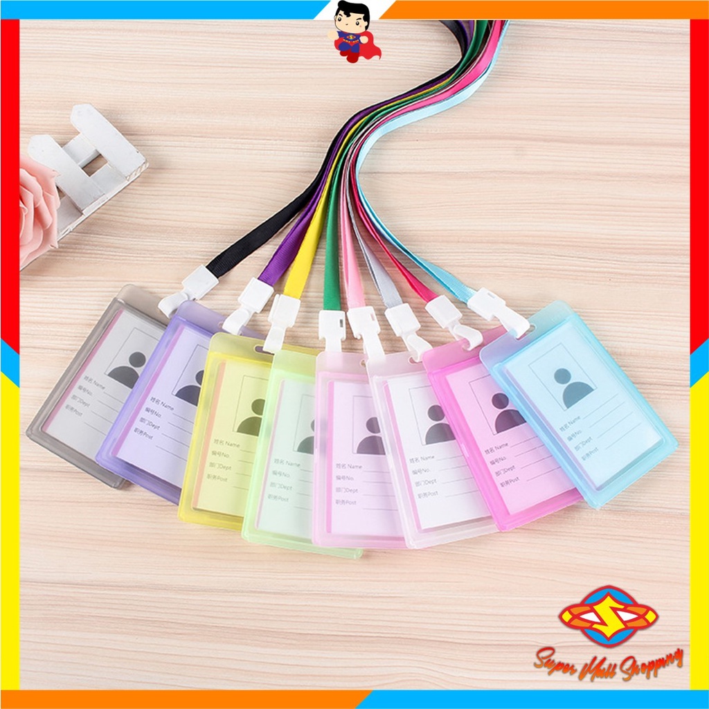 

SMS Name Tag Id Card Transparant Gantungan Kartu Nama Plastik Vertical Lanyard Potrait Motif Polos Warna Warni Tanda Pengenal Bening Horizonta