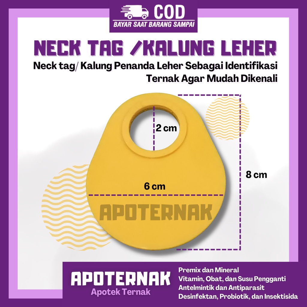 NECK TAG | Kalung Nomor Ternak Sapi Kambing Domba Kuda Kerbau | Apoternak