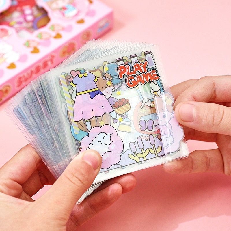 Sticker Motif Kartun 2D 1 Box Isi 100 Lembar Anti Air / Stiker Tempelan Hiasan Botol Minum Hias Buku