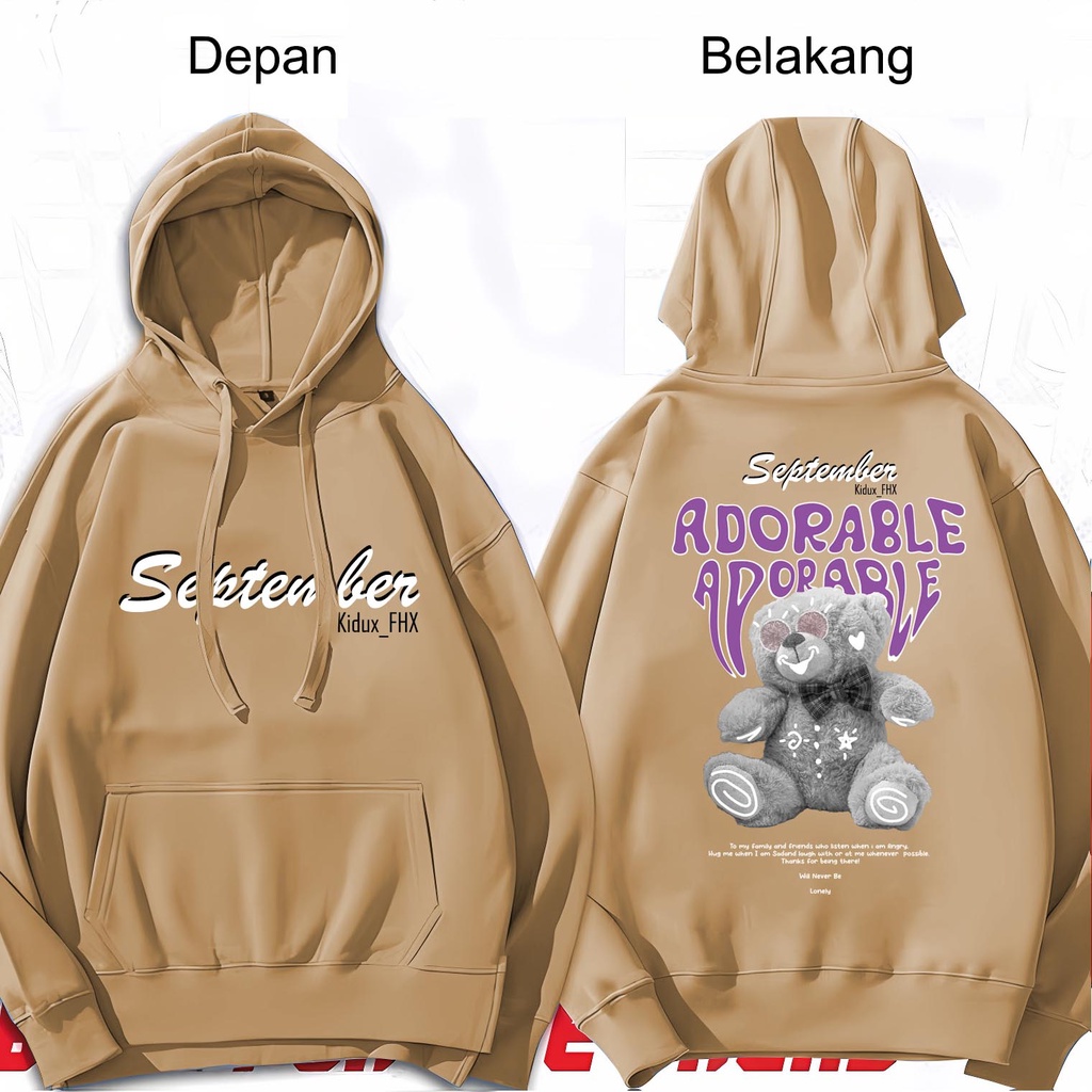 Lilipop.id Sweater Hoodie Pria September Bear C Hoodie Kupluk Jumper Outwear Long sleve Trendy Terbaru