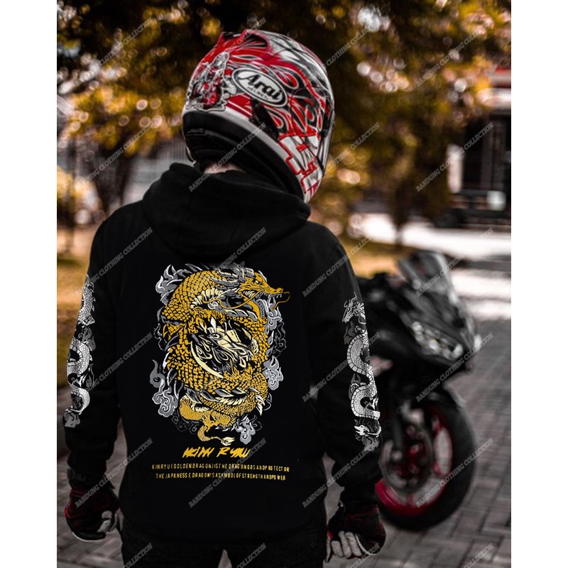 Sweater Hoodie Prostreet Kin Ryu Sunmori - Sweater Hoodie Jumper Sunmori Terbaru Motif Naga - Hoodie Jepang Samurai Bahan Katun Size M L XL XXL