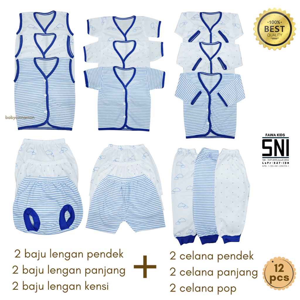 SNI - (18 PCS) Paket Baju Bayi New Born 0-3 Bulan Baju Kancing Kado Lahiran Setelan Stelan Baby Anak Laki Laki Perempuan Celana Pop Panjang Atasan