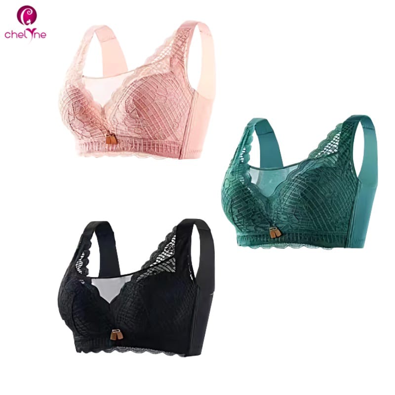 BH Chelyne Premium Big Size Busa 6925 Tanpa Kawat - Jumbo Full Cup Bra - Brukat Lace Mix Seamless 38/42