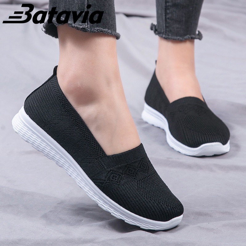 2023 Batavia baru import sepatu flat wanita slip on sepatu wanita rajut bernapas sepatu wanita Fashion premium sepatu ibu Shoes sepatu datar kanvas shoes wanita  sepatu wanita korea A166