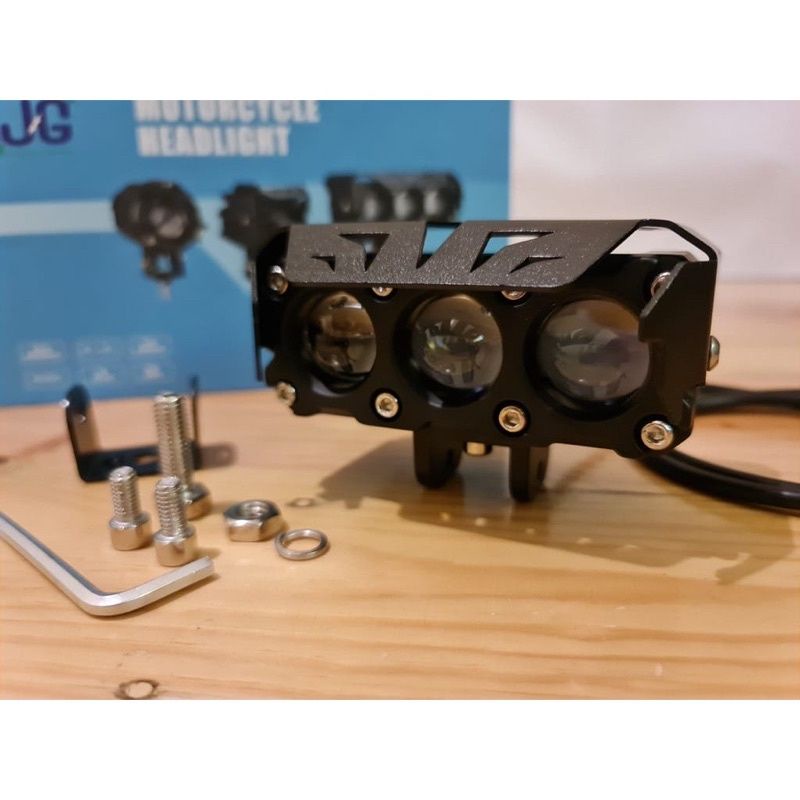 1 Set Lampu Tembak Sorot Laser Gun SQL 3 Mata Motor & Mobil 2 Warna Putih Kuning CSP