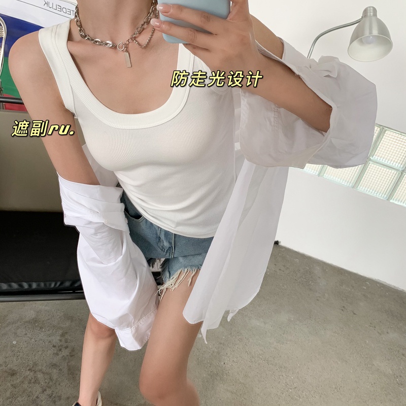 Red All-Match Warna Solid Tanpa Lengan Rompi Kamisol Wanita Musim Panas Gaun Gadis Seksi Ramping Elastis Anti-Selip pakaian Atas