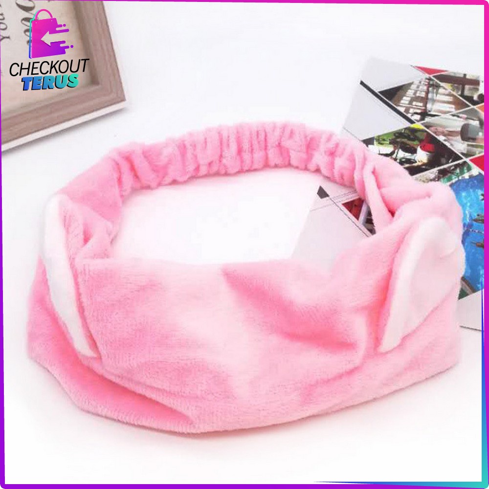 CT C67 Bando Masker Korea Aksesoris Rambut Motif Kuping Kucing Wanita Bahan Bludru Facial Headband Women Import