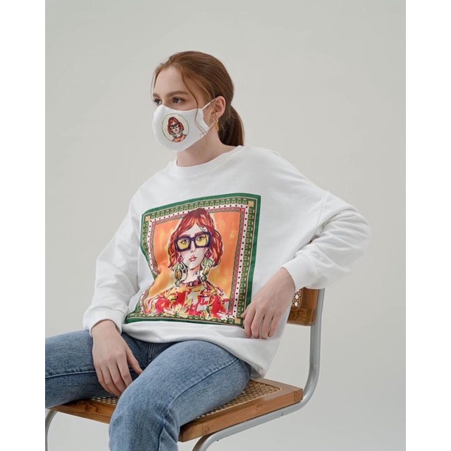 SWEATER WANITA TANGAN PANJANG GIRLS SILK - FREE MASK