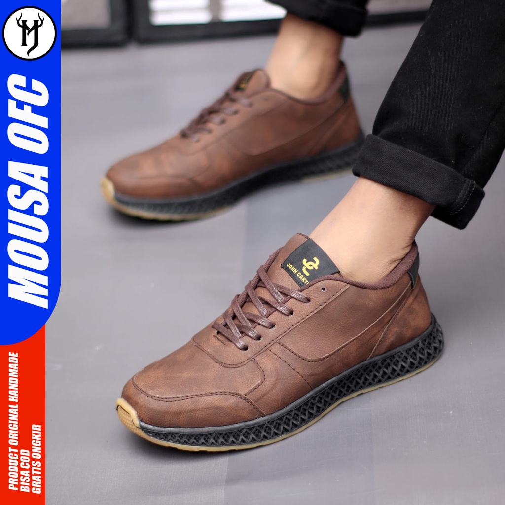 Sepatu Formal Kasual Sneakers Pria Hitam Kulit Syntetic Mousa Harbi