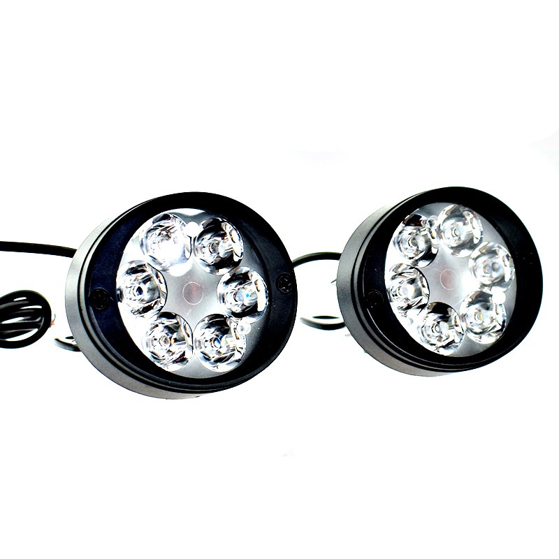 SEPASANG Lampu Tembak Waterproof Sorot 6 Mata LED Spion Motor 6 Watt 12Volt Plus Saklar On Off