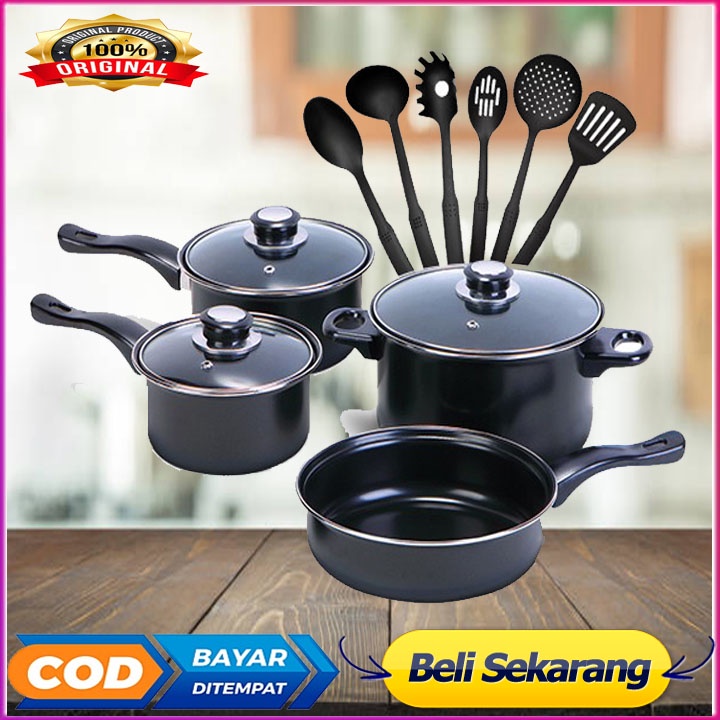 PANCI COOKWARE 13 PCS ROYAL MARK PANCI HITAM - PANCI DAPUR SERBAGUNA - COOKWARE SET KUALITAS BAGUS BERGARANSI