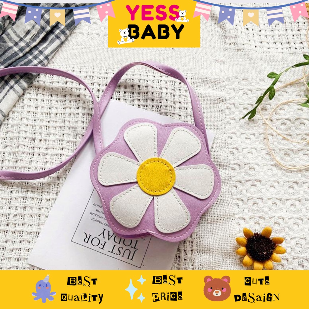 YESSBABY FLOWERS WHITE Tas anak Small and cute cartoon pattern single shoulder/children's leisure bag