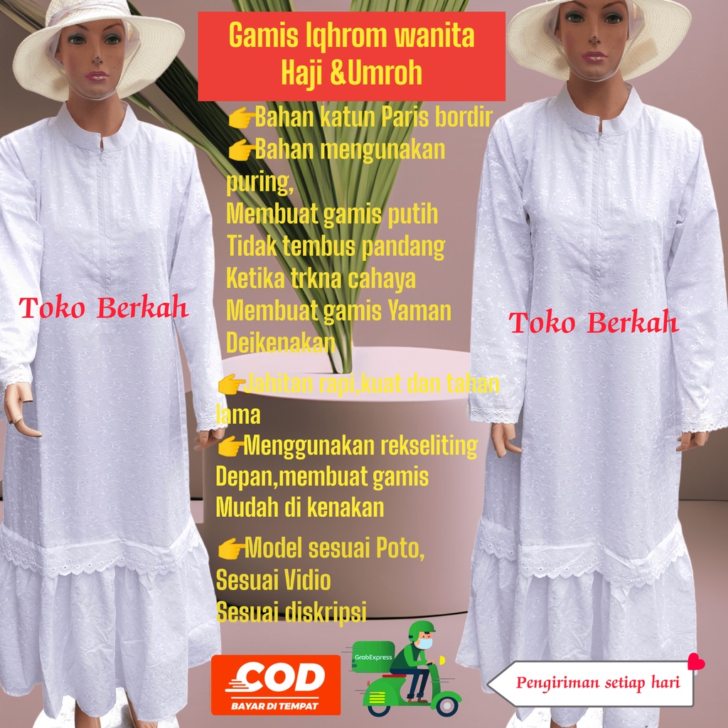 gamis haji dan umroh bahan katun paris ramplee bawah