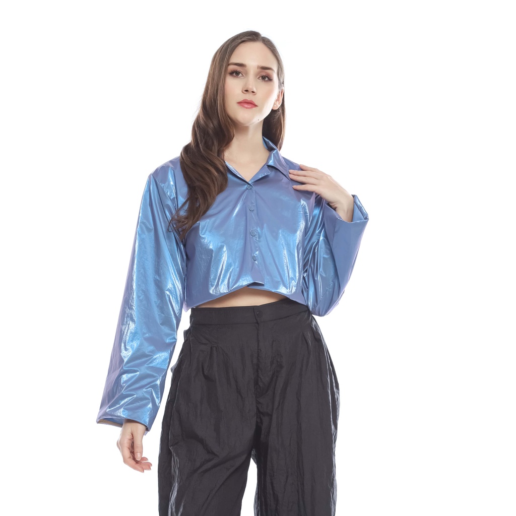 House Of We.Kala - Elana Long Sleeve Wanita Shirt Crop Allsize