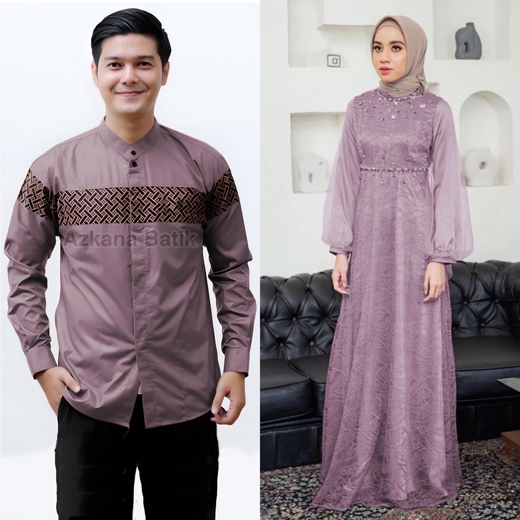 Couple Gamis Muslim Baju Lebaran 2023 Model Terbaru - Baju Pasangan Remaja Kekinian Gamis Koko Kobata -  Couple Baju KOKO Modern Gamis Pesta Gaun Brokat Modern