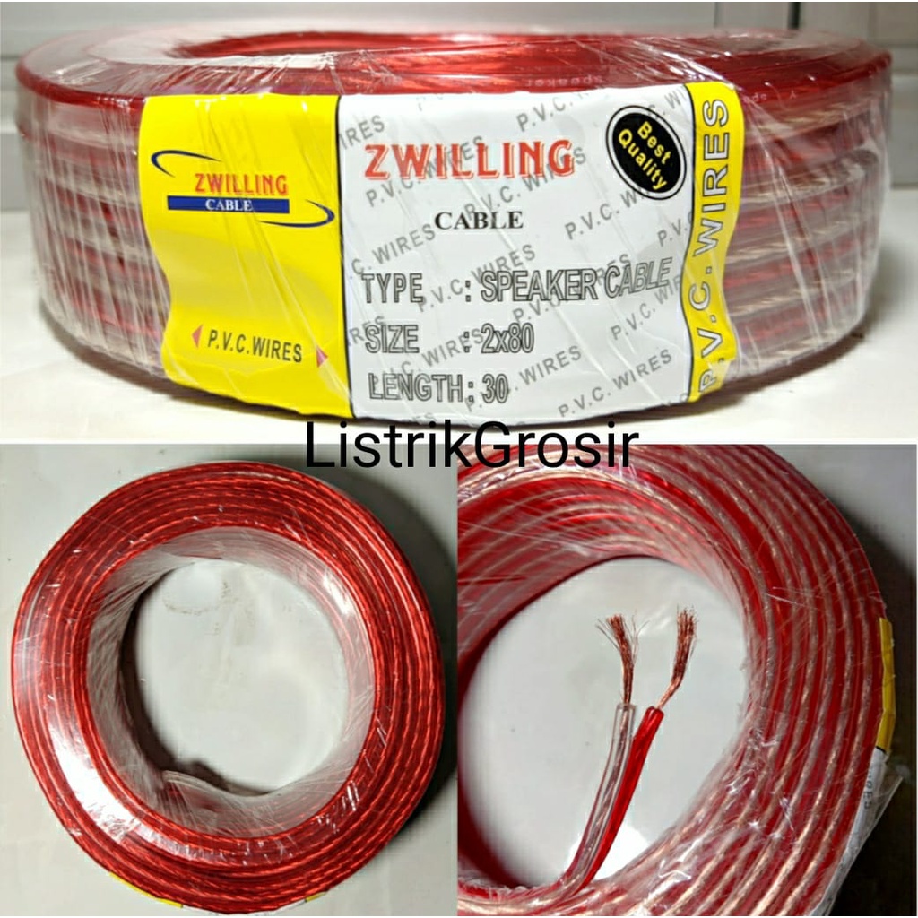 Kabel Monster Transparan Serabut Roll Pendek 2x30 2x50 2x80 Per Roll 30y 30Yard 30 Yard