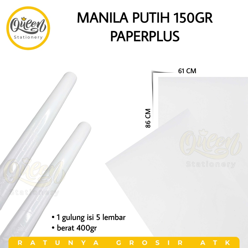 

1 GULUNG (5 LEMBAR) MANILA PUTIH 150GR PAPERPLUS KERTAS BC BRIEF CARD MADING (006500)