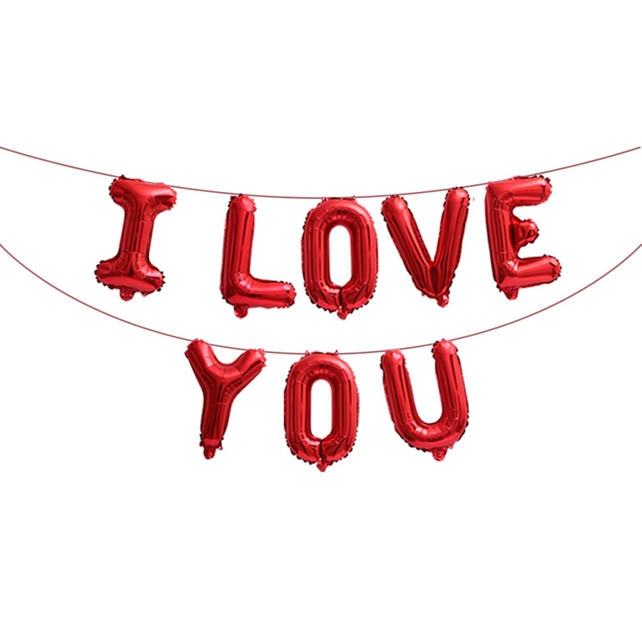 Balon Foil Huruf Set I Love You / Balon I Love You Merah / Balon Tulisan I Love You / Balon Set I Love You Mrh