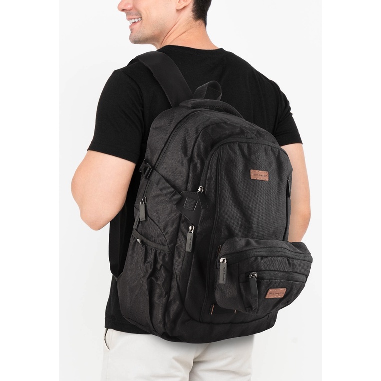 Tas Ransel Hush Puppies Original Kompartemen utama dengan resleting Gemblok Outfit Aesthetic Ori 100