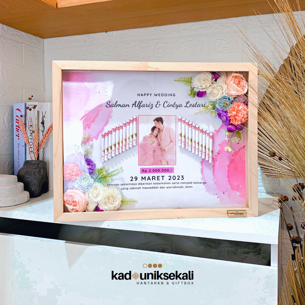 Pinky Series Mahar Frame Akrilik Artificial Flowers - Set GiftBox Wedding