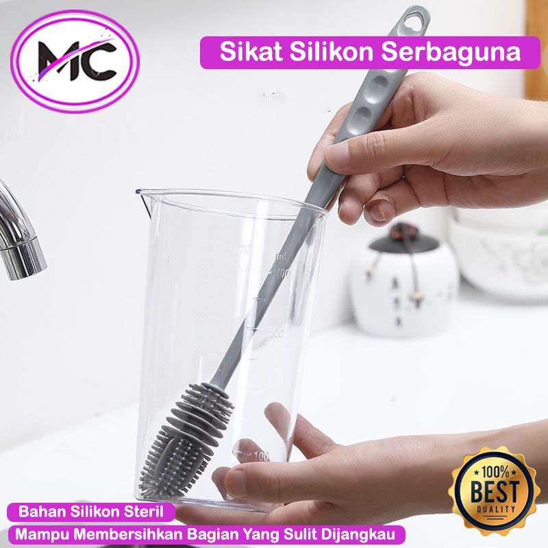 Sikat Botol Silikon Gagang Panjang Spon Silicone Pembersih Gelas Serbaguna Food Grade