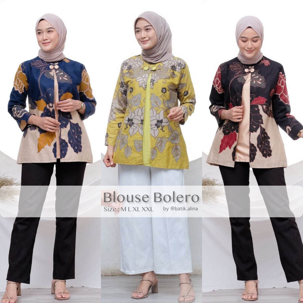 Baju Batik Wanita Modern Atasan Blouse Batik Kerja Kantor Wanita