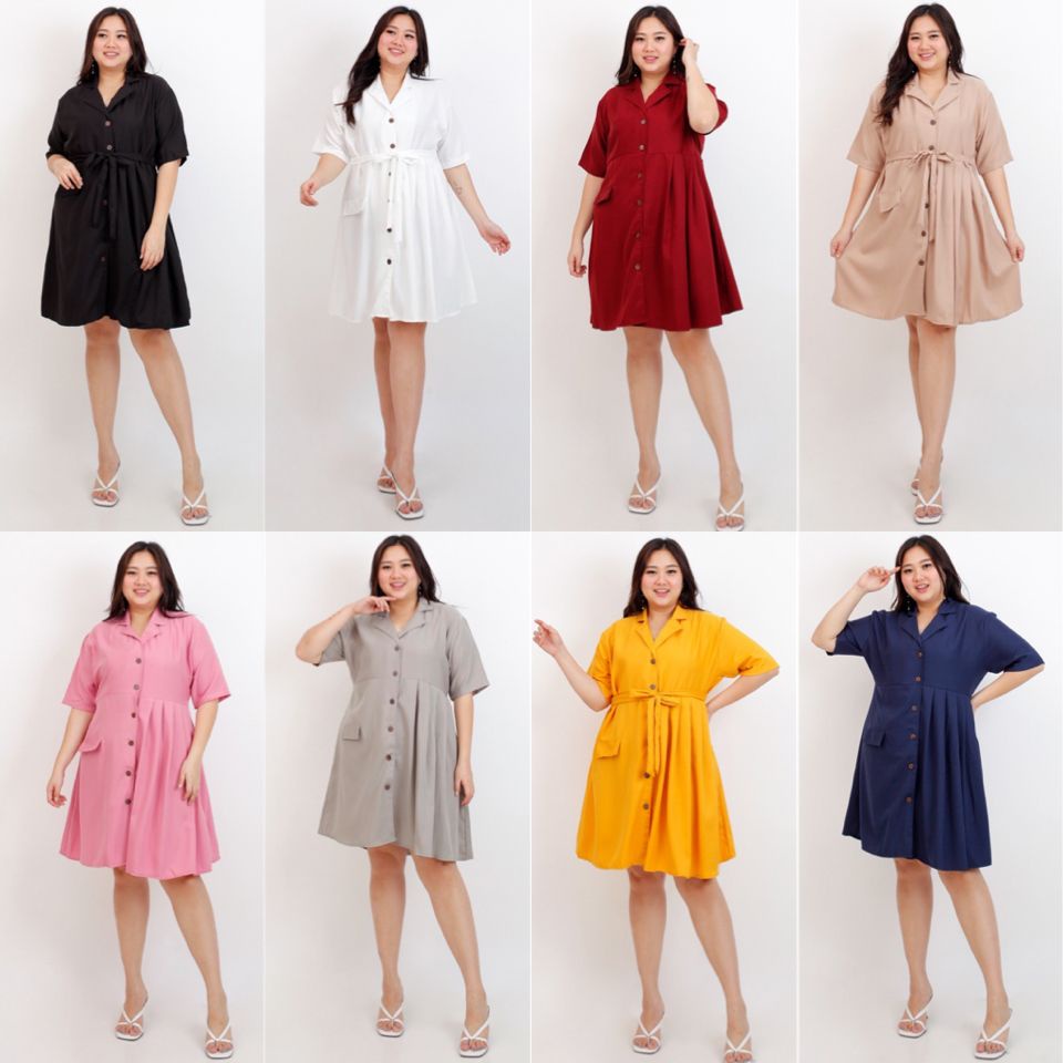 DRESS WANITA JUMBO BIG SIZE KERAH LD 120cm XXL XXXL 043 BAJU HAMIL MENYUSUI FASHION KOREA DRESS PEST