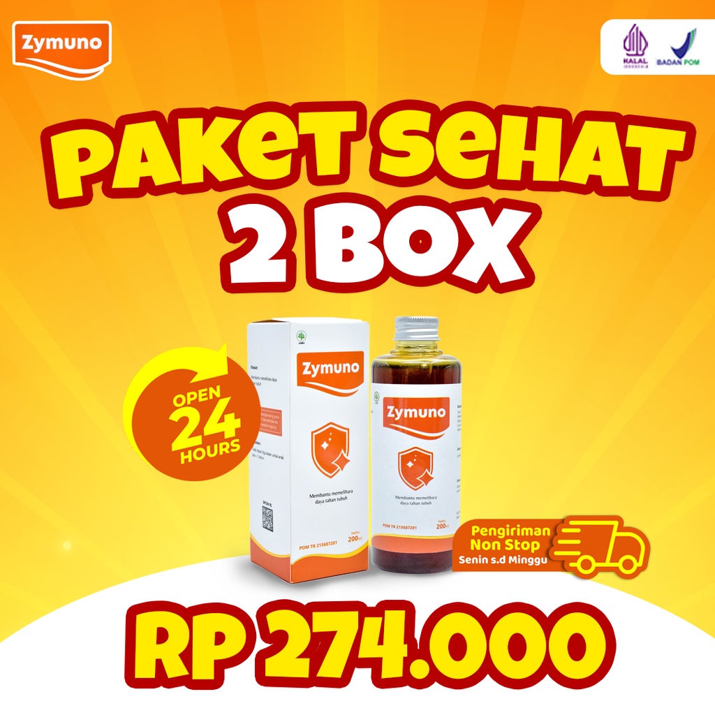 Zymuno Paket 2  – Imunoterapi Bantu Menyembuhkan Kanker Benjolan Pada Tubuh Tingkatkan Daya Tahan Tubuh Jaga Kesehatan Tubuh Cegah Flu Demam Batuk Masalah Pencernaan Bantu Percepat Penyembuhan Penyakit 200ml