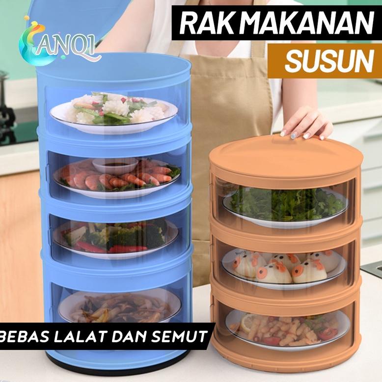 HOT SALE ANQI SHOP Food Cover Layer Penutup Tudung Saji Tutup Sayur Susun 4 Tingkat Tudung Saji Bert