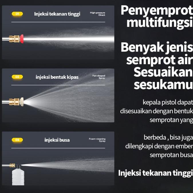 Set Alat Cuci Mobil Portable Jet Washer Water Spray Gun Cordless