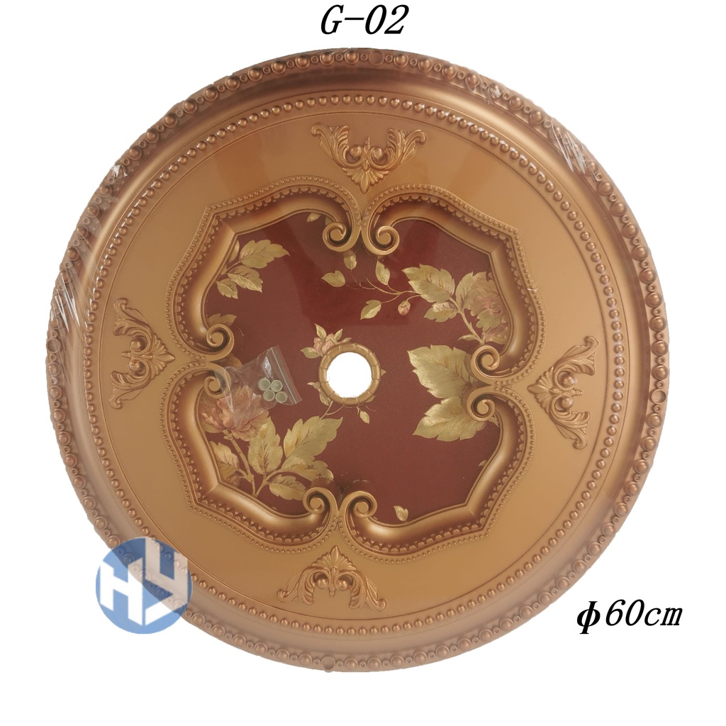 Ornamen lampu/Ornamen Hias/Ornamen Plafon/Ornamen PVC lampu hias Bulat 60cm Warna Gold