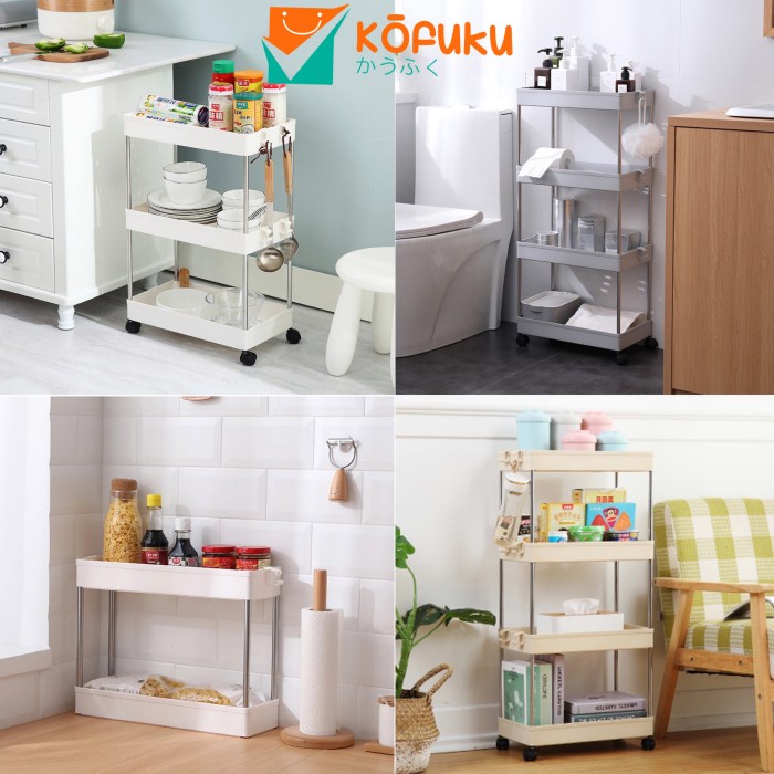 Rak Plastik Rak Susun Rak dorong Rak serbaguna + Roda