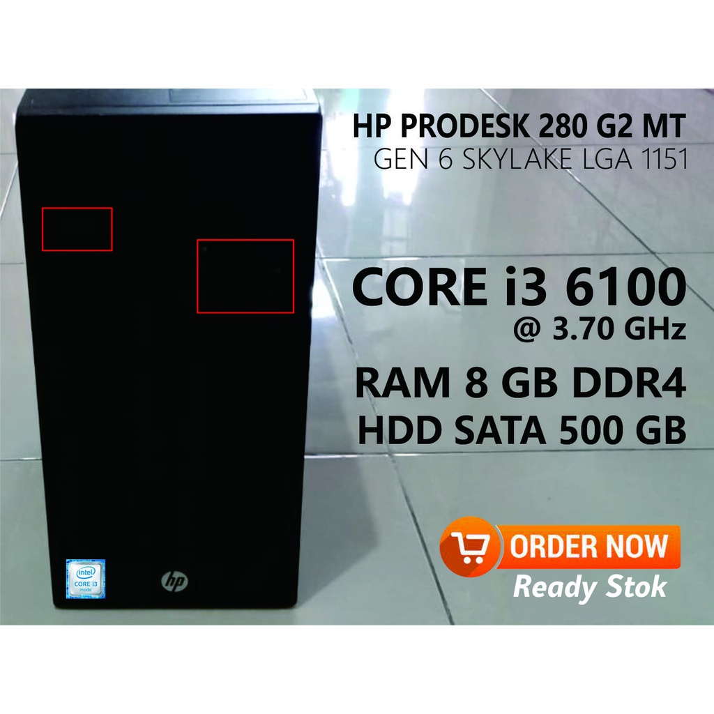 PC BUILT UP HP CORE i3 6100 GEN 6 RAM 8 GB DDR4 HDD 500GB TOWER MURAH