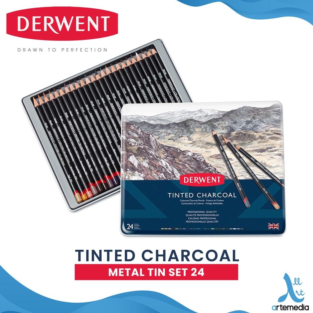 

Pensil Arang Derwent Tinted Charcoal Pencil Color 24 Metal Tin Set