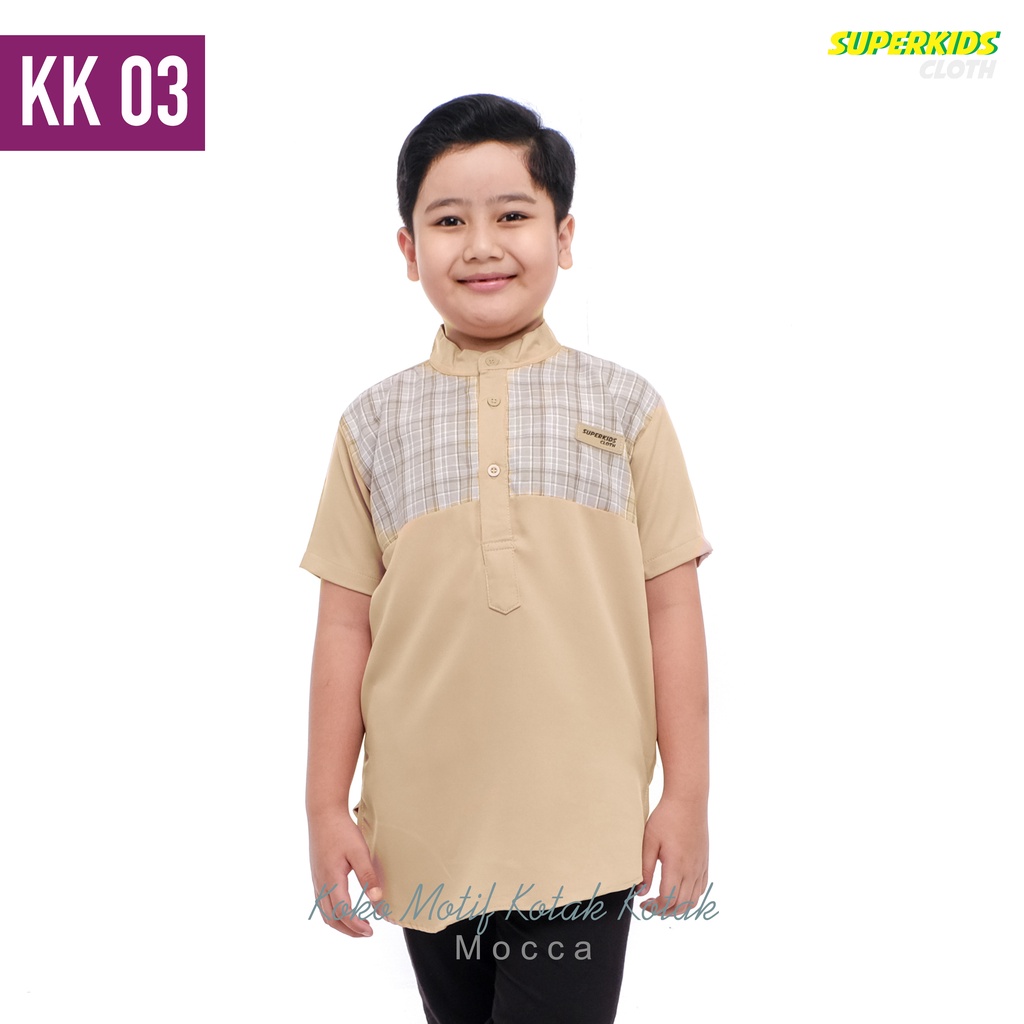 Baju Muslim Koko Anak Laki-Laki Kotak-Kotak Mocca SUPERKIDSCLOTH 1-10 Tahun