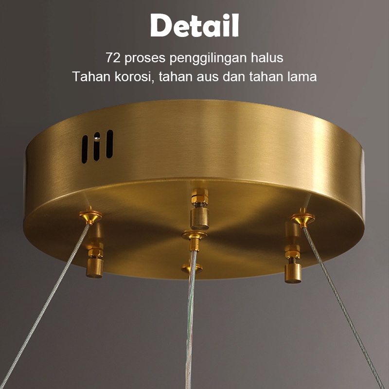 Lampu Gantung Kristal 50cm Chandelier Ruang Tamu 3 warna Mewah Gaya Lampu Gantung Minimalis Hias Nordik Modern