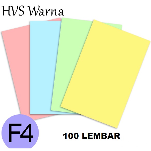 Kertas HVS Warna F4 55 Gsm 1 Pak ( 100 Lembar )