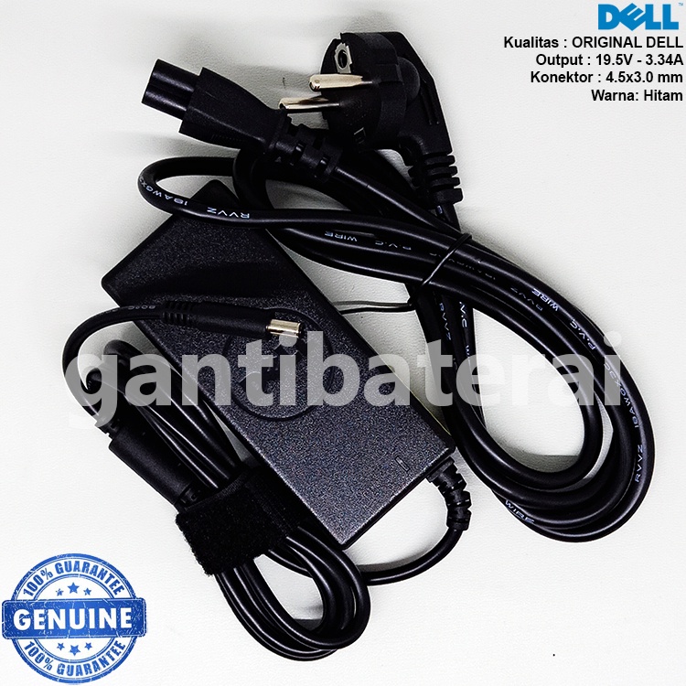 Adaptor Charger Laptop DELL 19.5V 3.34A 65W 4.5x3.0mm Original