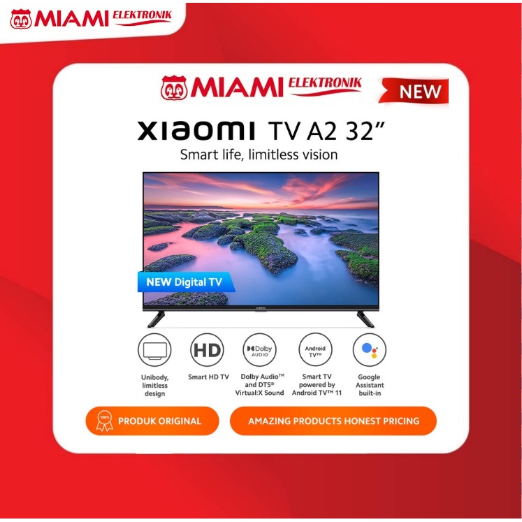 NEW Xiaomi Mi TV A2 32&quot; Smart HD Android TV™ Netflix Disney+ Garansi Resmi TAM