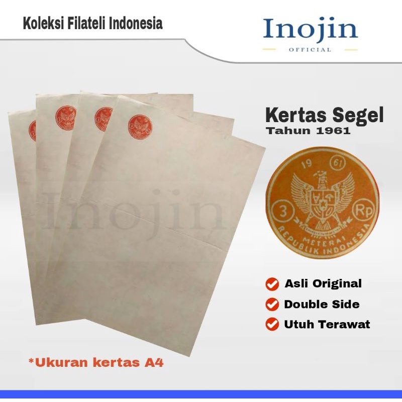 

Kertas Segel Tahun 1961 Double Side Asli Original