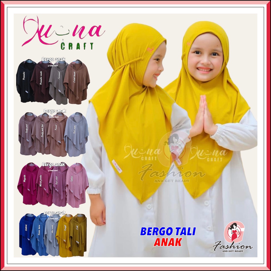 LUBNA CRAFT HIJAB ANAK | HIJAB INSTAN KERUDUNG ANAK BERGO TALI PANJANG JERSEY PREMIUM