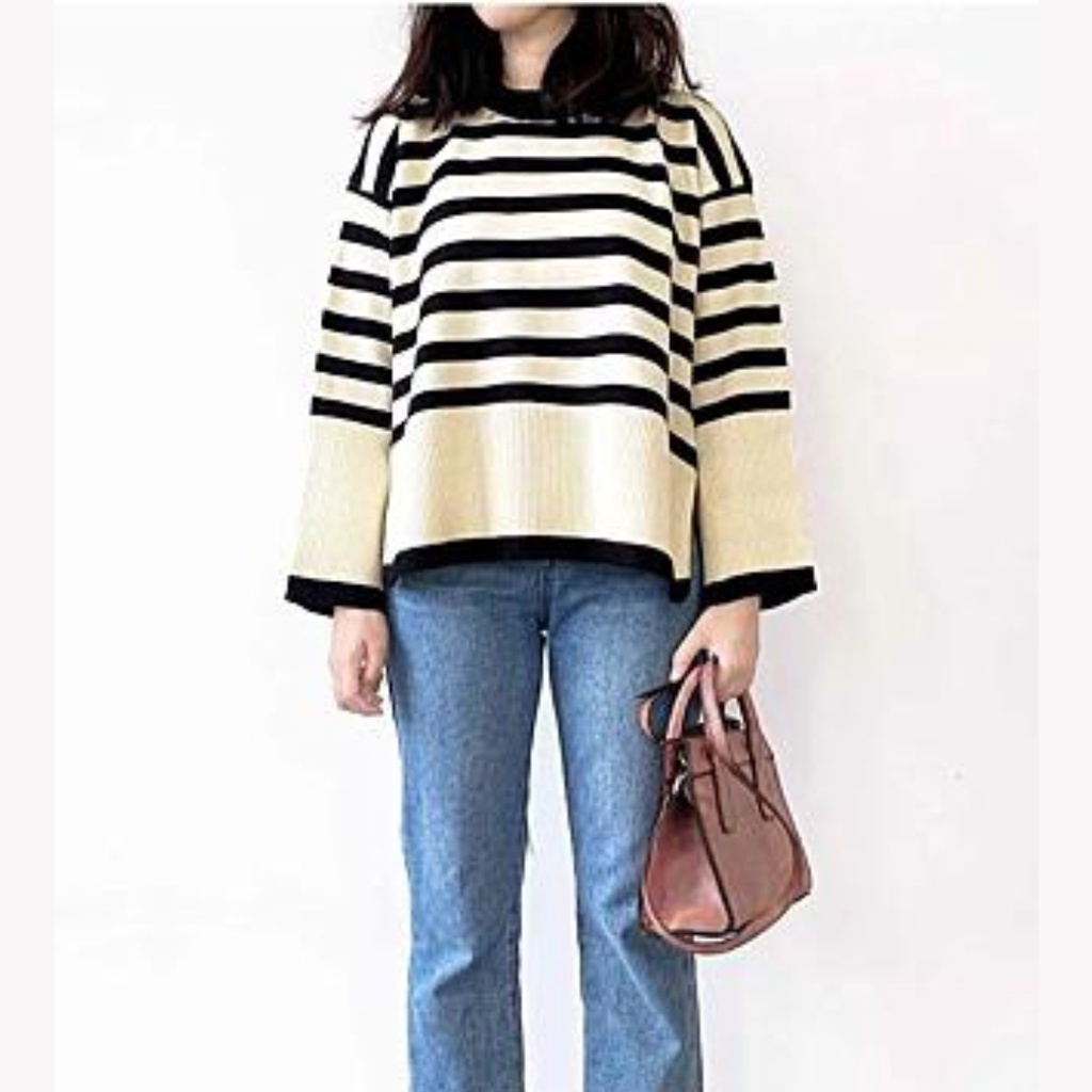 Alice Blaster Knit Rajut Stripe Wanita Terbaru / Atasan  Blazter Rajut Premium Korean Look