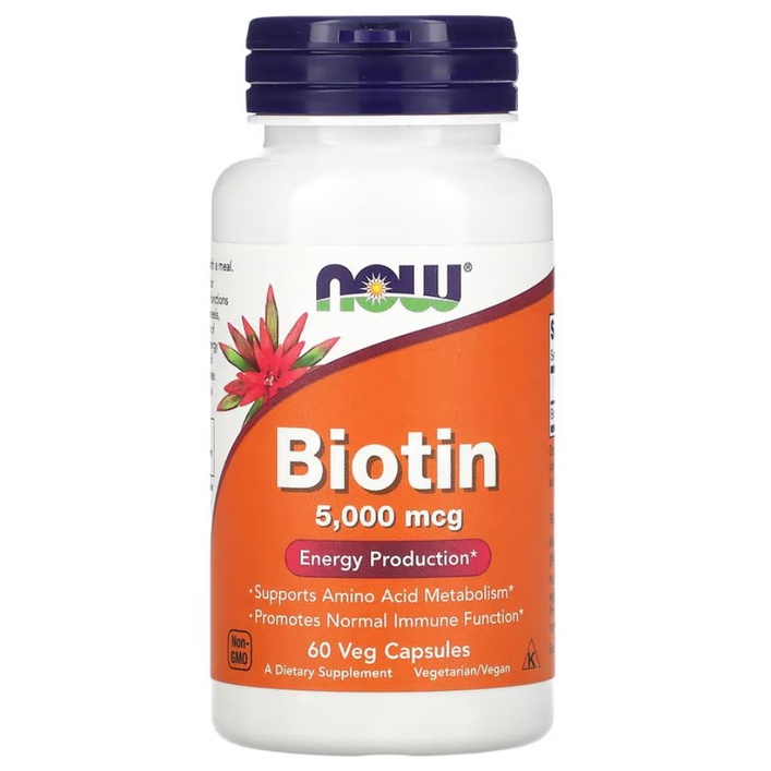 Now Foods Biotin 5000mcg 60 VegCaps Asam Amino ORI USA