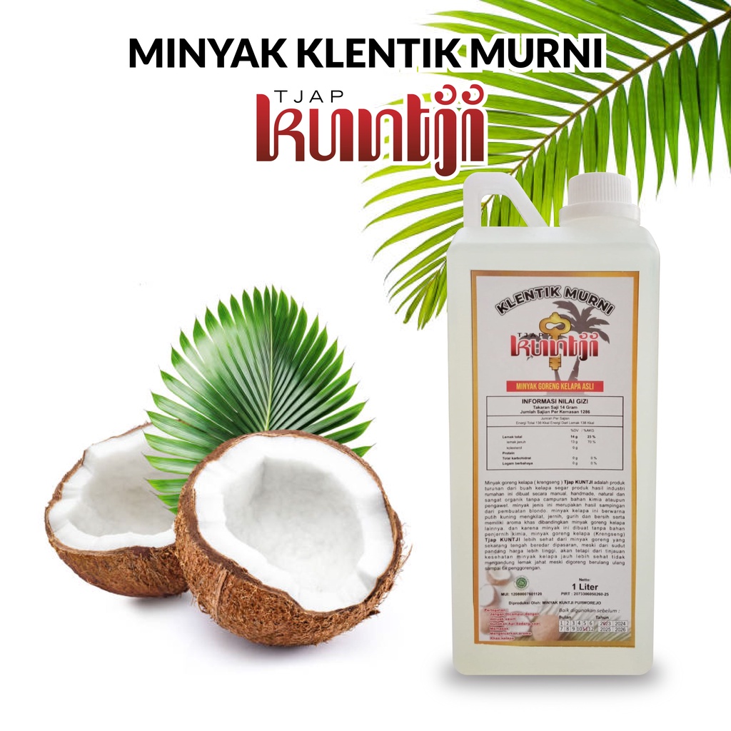 

Minyak Kelapa Asli Klentik Kletik Kelentik Murni 1 liter