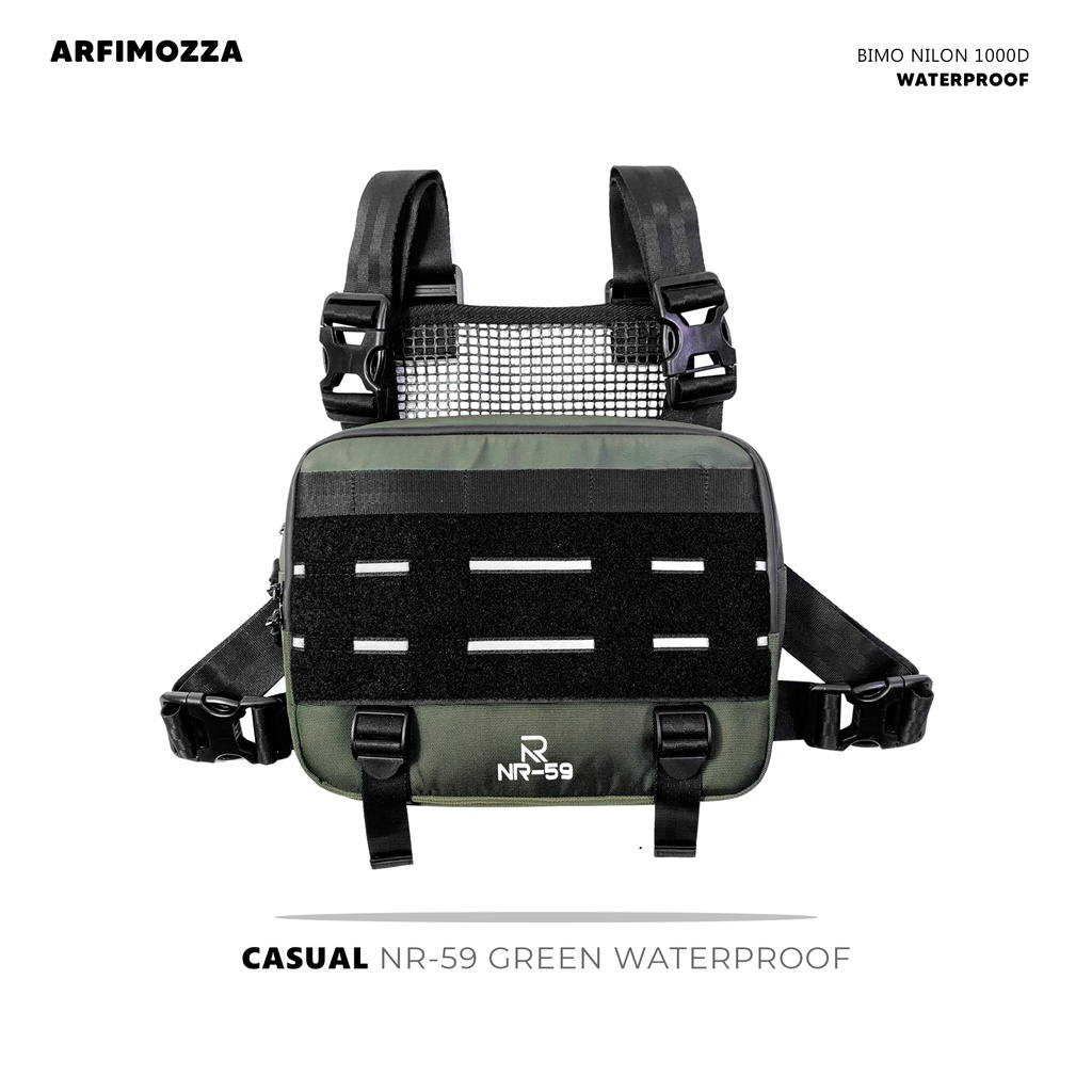 TAS SELEMPANG MULTIFUNGSI / TAS DADA PRIA TACTICAL / TAS DADA MULTIFUNGSI ANTI AIR GREEN ARMY ZHAPIER NR-59 WATERPROOF