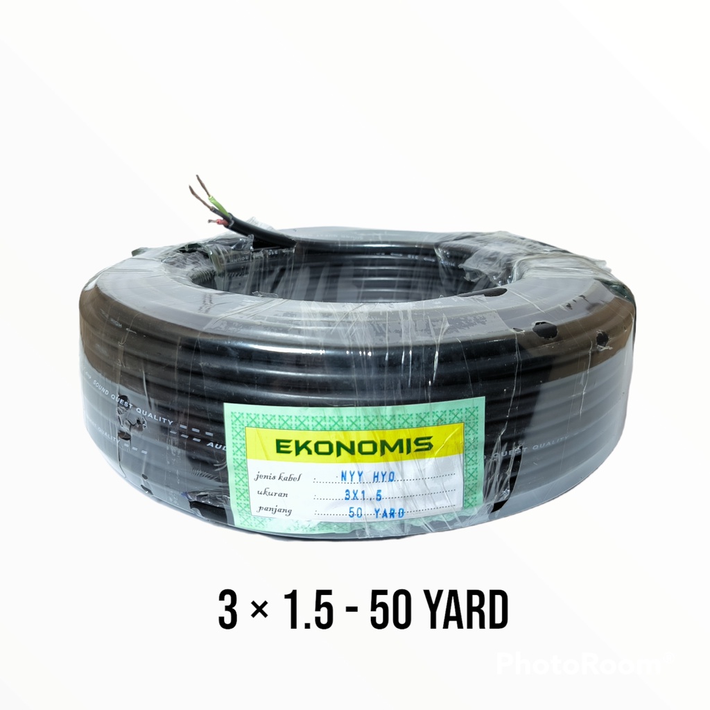 Ekonomis Kabel Listrik / Audio HYO 3 x 1.5 Hitam - 50 Yard