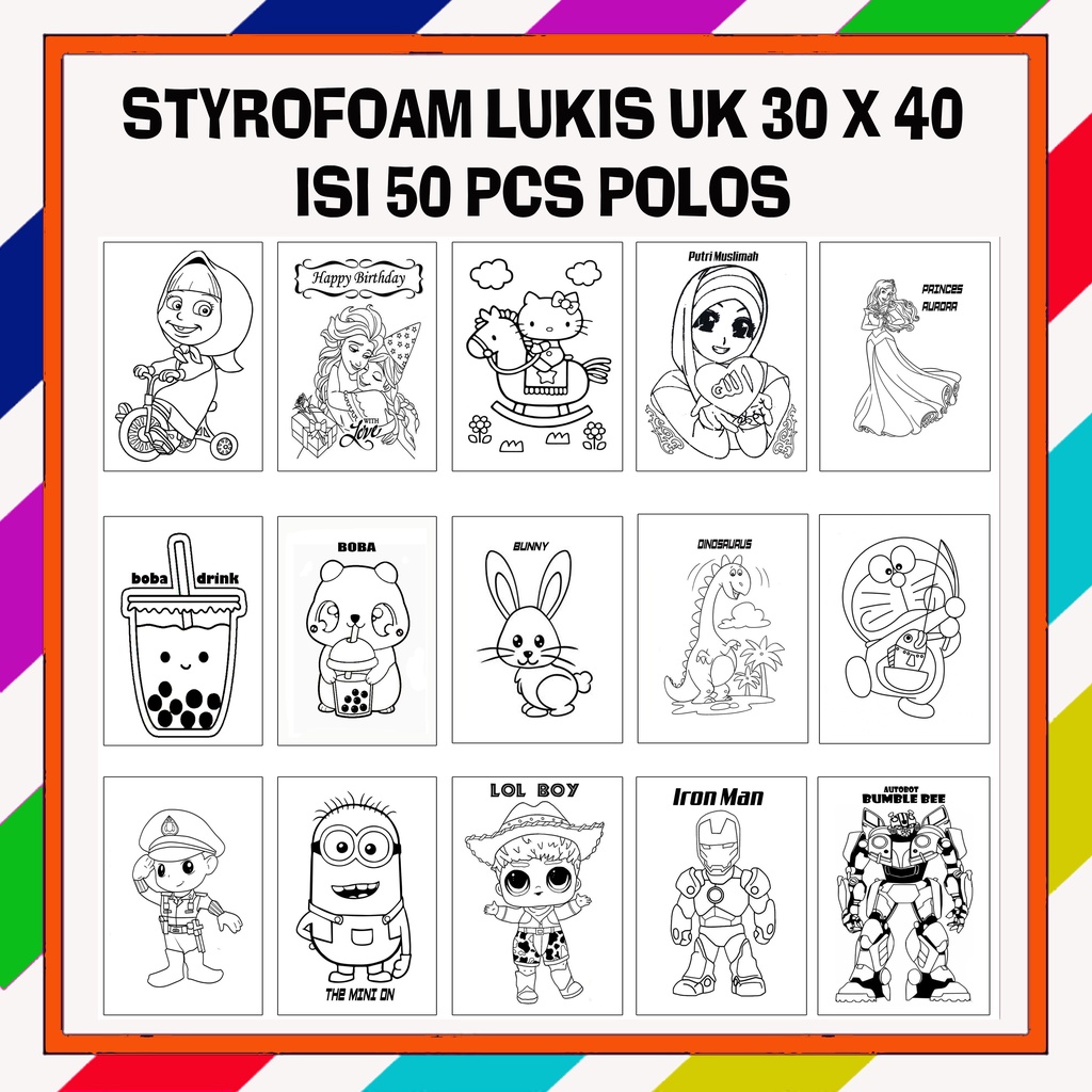 

Styrofoam lukis gabus mewarnai isi 50 pcs uk 30 x 40 polos