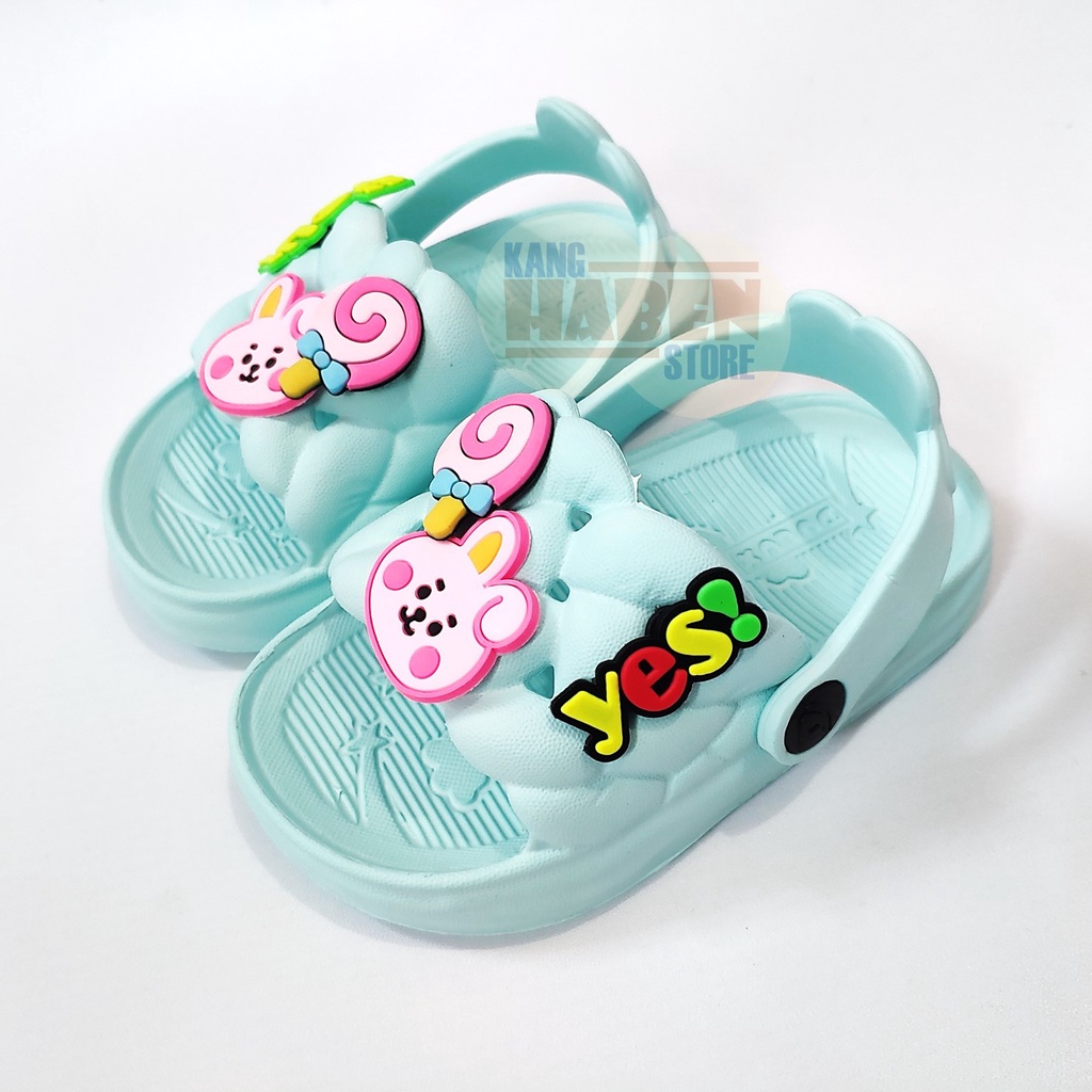 Habenkids Sandal Kokop Anak Balita Cewek Emblem Jibbitz Lucu Kelinci Permen