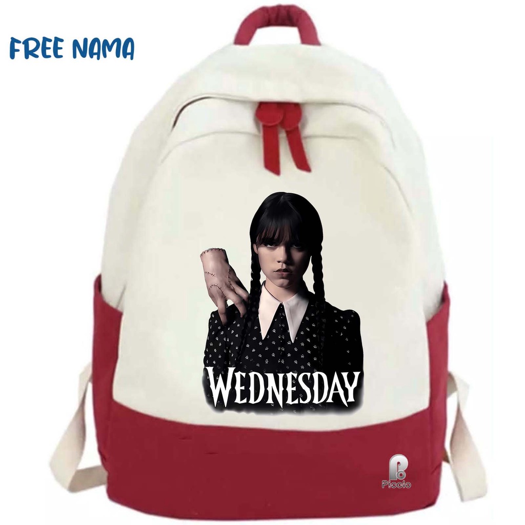 TAS RANSEL BACKPACK ANAK SEKOLAH MOTIF WEDNESDAY ADDAMS (FREE NAMA)